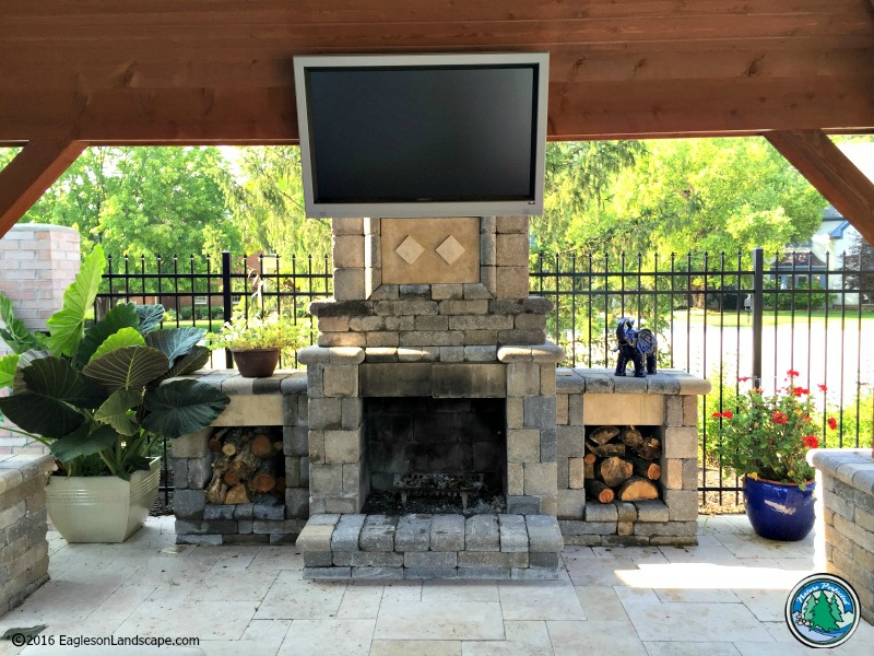 Expansive Outdoor Living Design, fireplace | Eagleson Landscape
